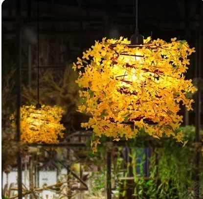 Nordic Industrial style plant light bulb pendant lamp theme restaurant bar atmosphere bar dining lighting