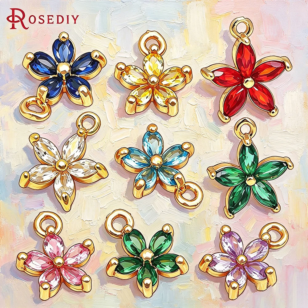 

10x8MM 11x9MM 13.5x15.5MM 18K Gold Color Flower Charms Pendants High Quality Jewelry Making Necklace Earrings Diy Accessories