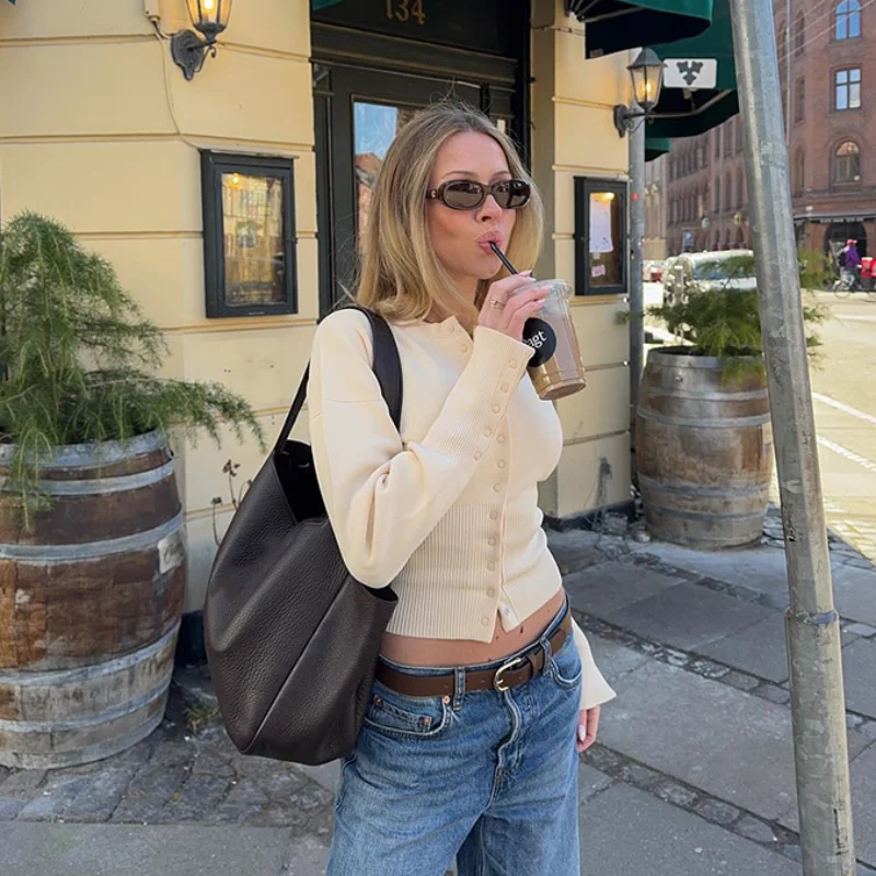 

Elegant Fashionable Cardigan Round Neck Single Breasted Knitwear Niche Design Trendy Stylish Top Thin Sweater Women's Clothing