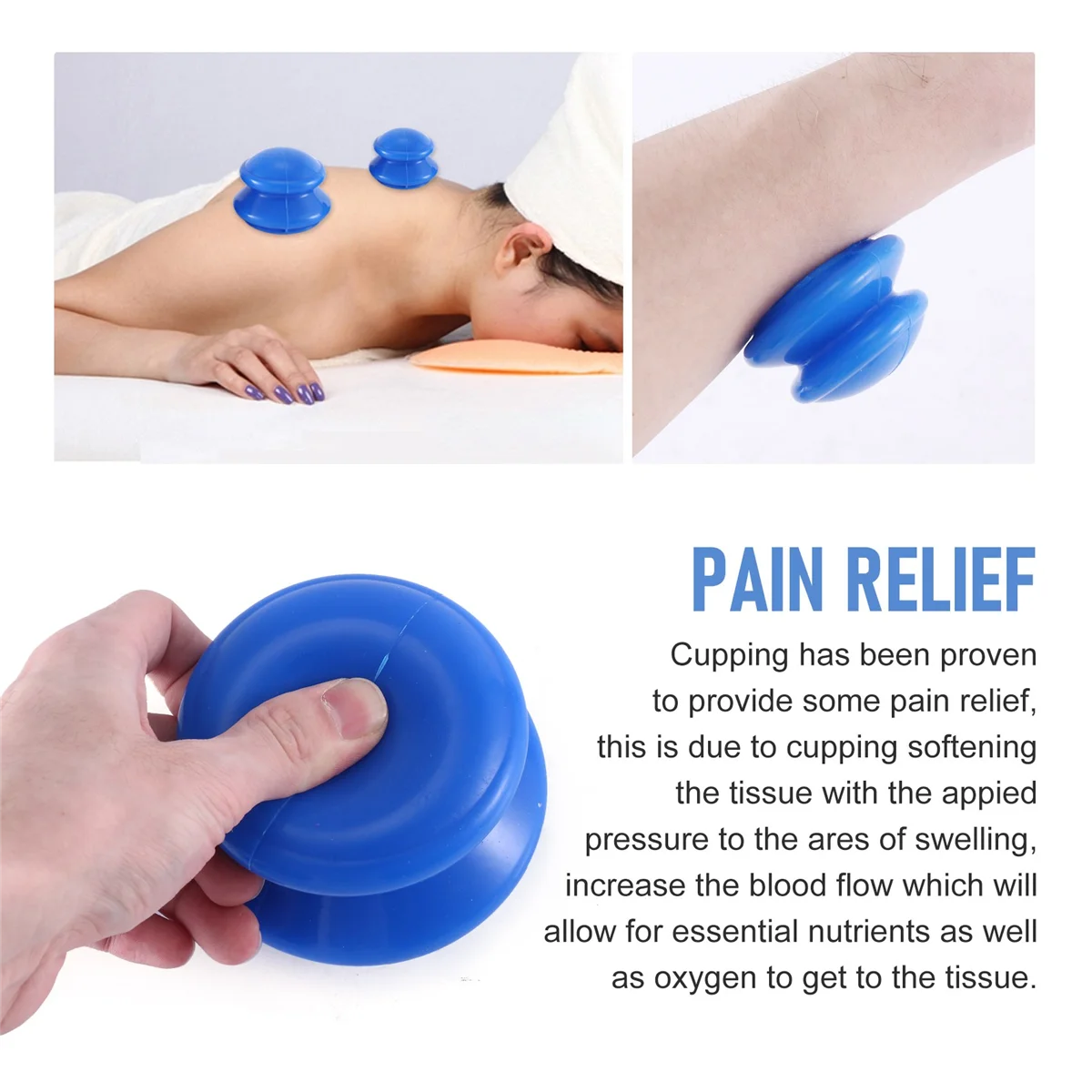 Ventouse-latas de vacío azules de silicona para masaje, Ventouse anticelulitis, terapia física, dispositivo de cuidado de la salud, 4 piezas