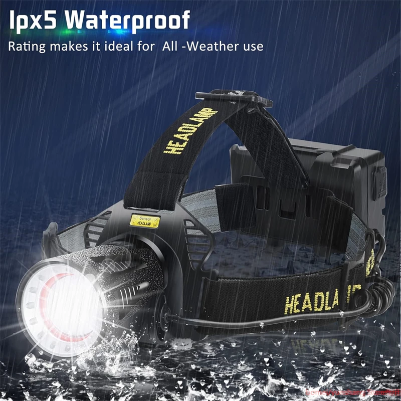 Powerful Led Headlamp USB Rechargeable Headlight Waterproof Output 18650 Head Torch Hiking Front Lanterns Sensor Head Flashlight