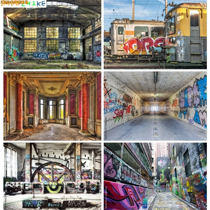

SHENGYONGBAO Graffiti Photography Backdrops Props Studio Props Vintage Brick Wall Street Photo Studio Background STO-05