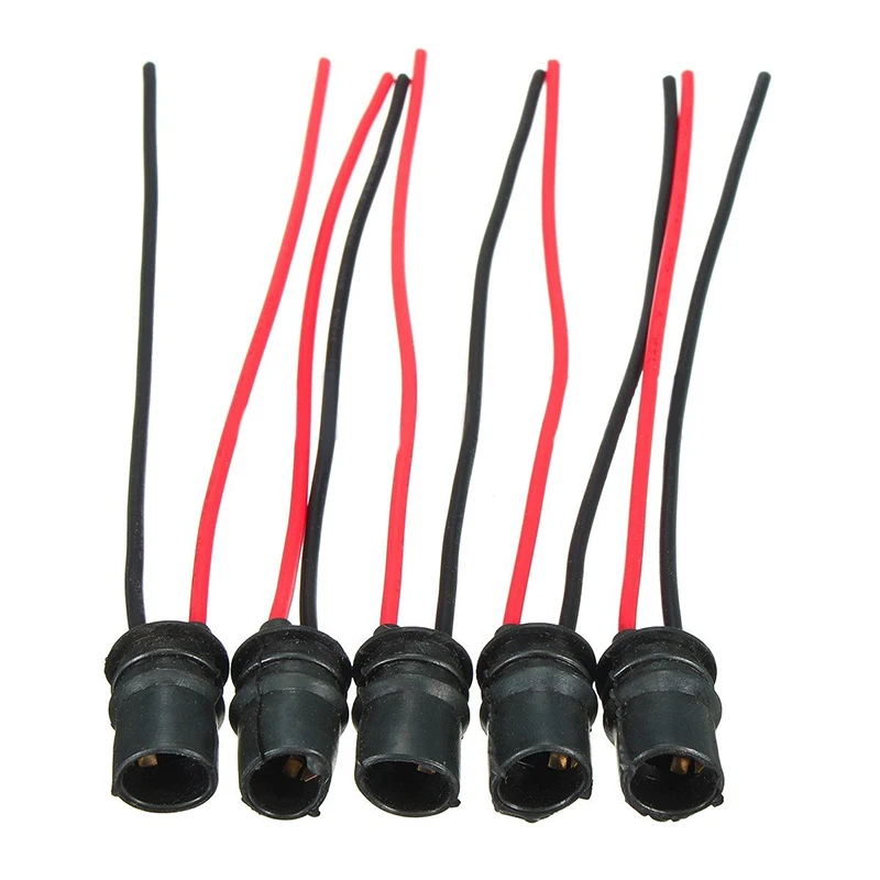 10pcs T10 W5W 147 501 Round Sockets Socket Marker Light Holder Connector Wire Bulb Harness 10mm Hole Lamp Holder Base Connector