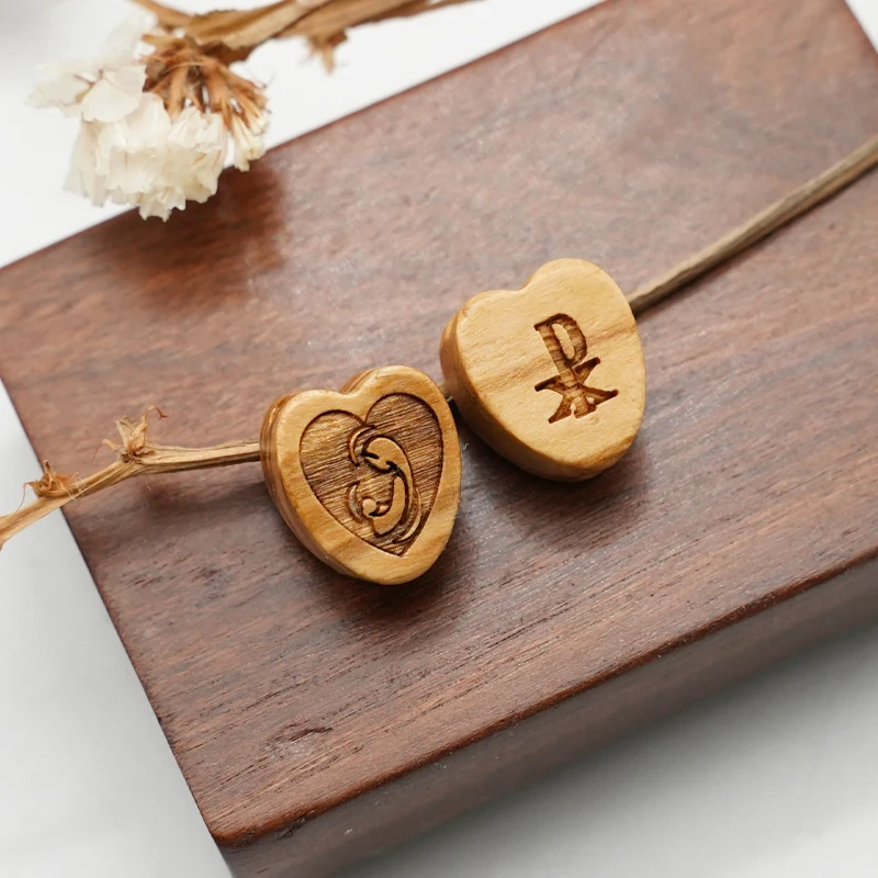 Natural olive wood bracelet beads double through tee hand-carved wooden beads necklace making accessories rose jewelry