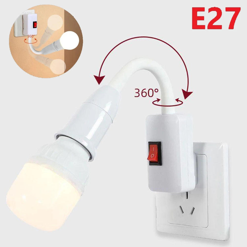 Pop Direct Plug-in 360°Rotary E27 Socket With Switch Plug In Lamp Holder Converter For LED Bulb Light EU US Plug Adapter Lamp Ba