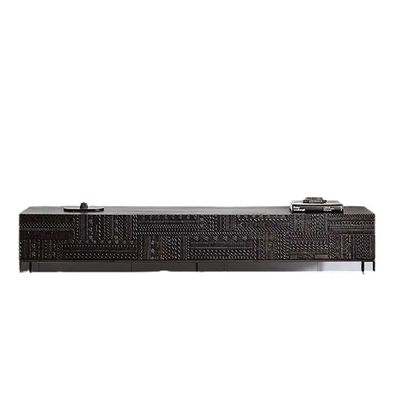 

Side cabinet Nordic modern Belgian TV cabinet carved floor cabinet black