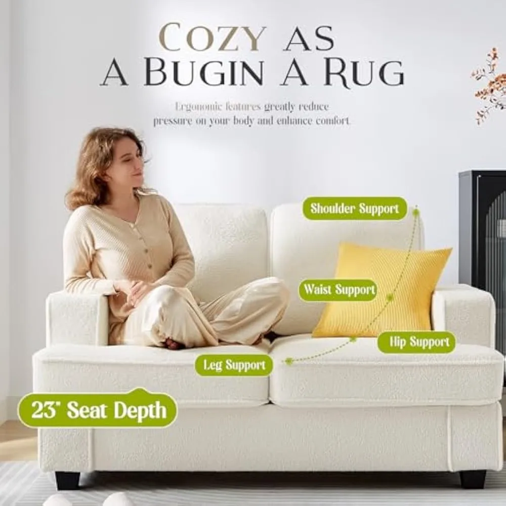 سرير أريكة واسع بمقعد عميق 61 للمساحات الصغيرة، مثالي لغرف المعيشة وغرف النوم والمكاتب والشقق، قابل للفصل