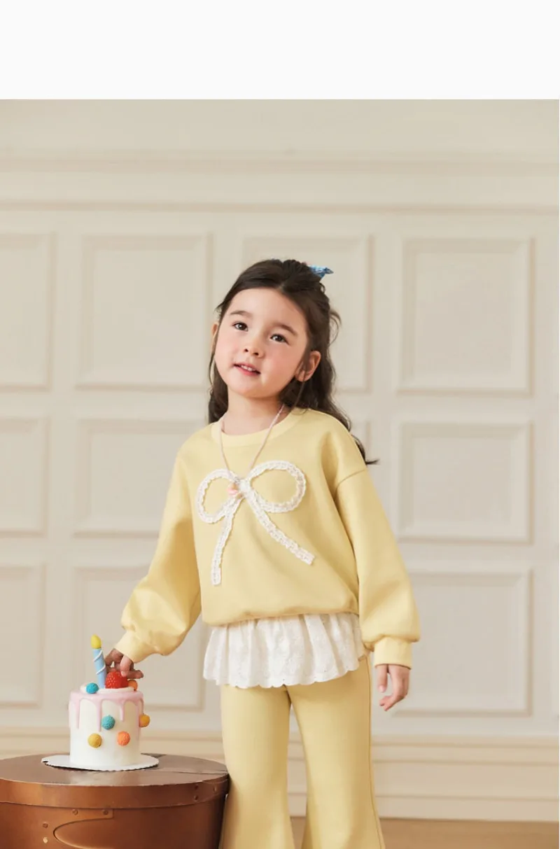 RAISE 2-8 Jahre Kinder Mädchen Zweiteiliges Outfit Herbst Kinder Mädchen Schleifen-Sweatshirt Trainingsanzüge 2026 Spitzenbesetzte Schlaghose Outfits – Detail 31