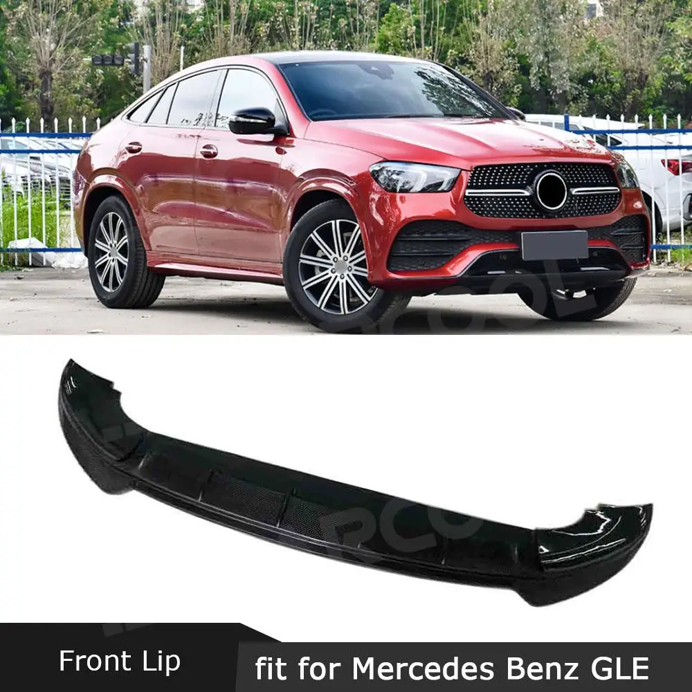 For Mercedes Benz GLE Class C167 Coupe GLE350 450 GLE53 AMG 2020- 2022 Carbon Fiber Front Bumper Lip Spoiler Chin Accessories