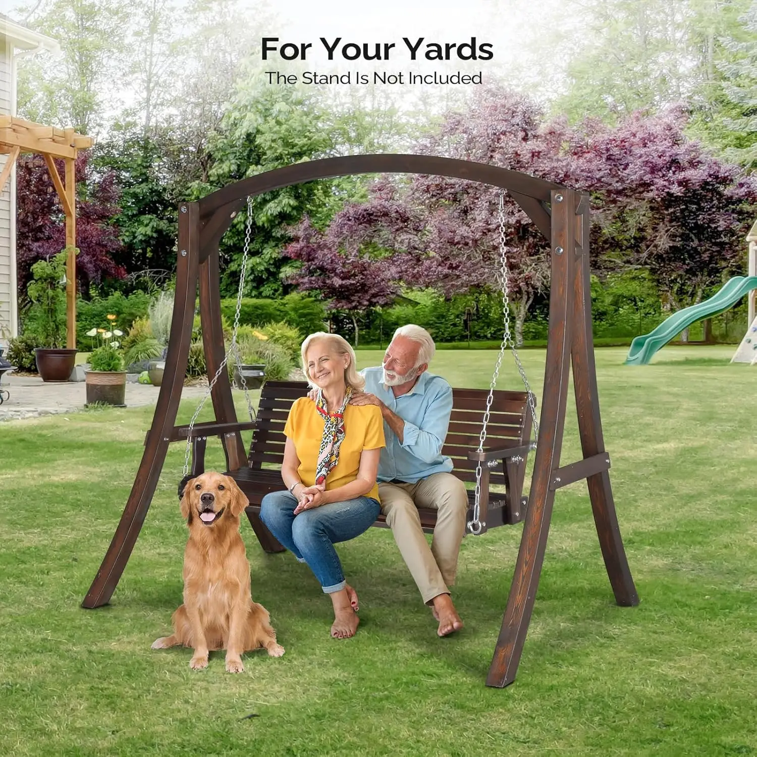 

Outdoor Wooden Swing Frame Heavy Duty 1000 LBS A-Frame Stand Farmhouse Cottage Style Patio Porch Bench for Indoor Outdoor Use