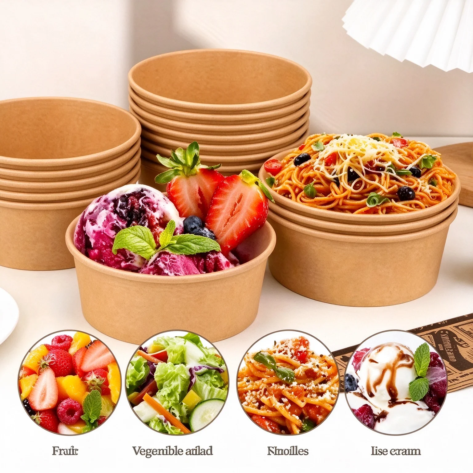 50Pcs Kraft Paper Round Bowls - đánh giá và giá Bento Box