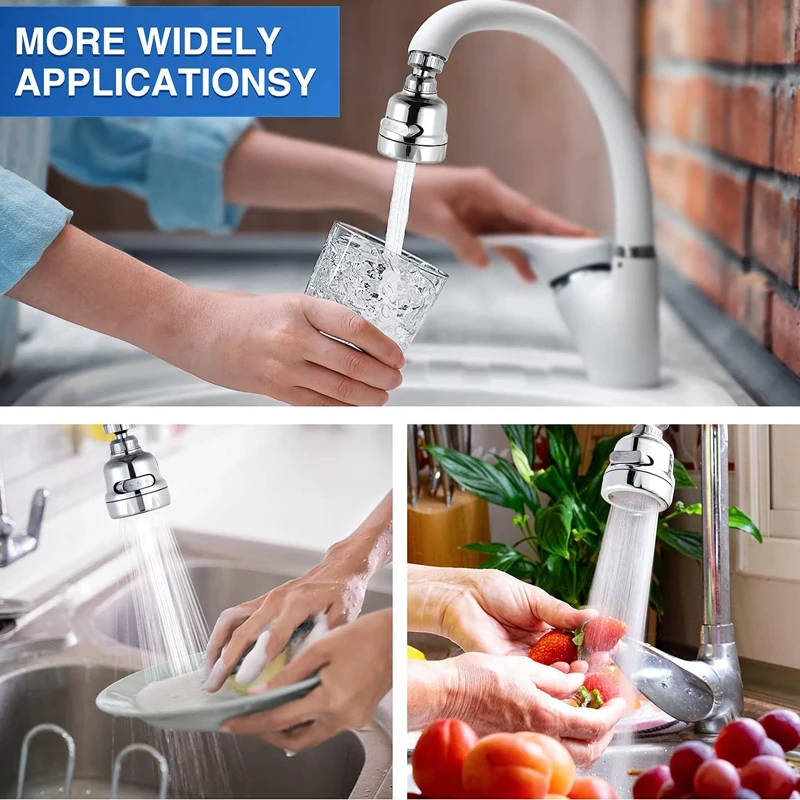 360 Degree Adjustment Faucet Adapter 2/3 Modes Universal Kitchen Water Tap Extender Anti-splash Water Saving Sink Faucet