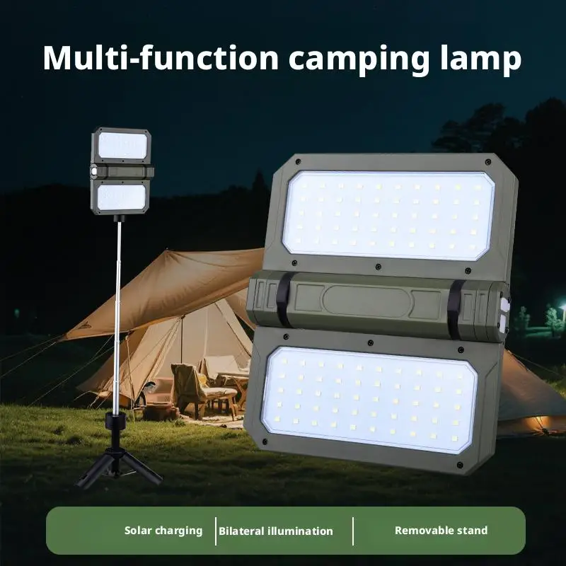 

Solar Powered Portable Camping Light with Strong Magnetic Base for Home Emergency Construction Site Outdoor Work Lamp