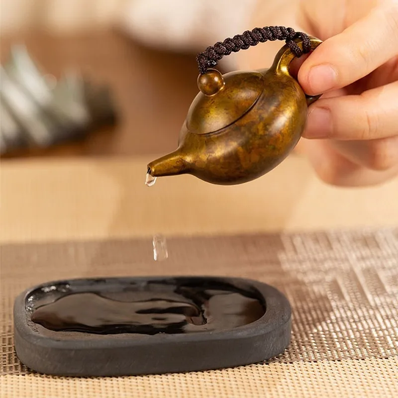 Zhu Bingren Copper‑All‑Rivers‑Into‑Sea Antibacterial‑Copper Water‑Dropper Teapot‑Shaped Hand‑Piece For Desk Office Blessing Gift