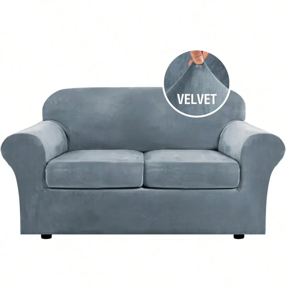 Rich Velvet Stretch Cover Chair Slipcover Sofa Cover Furniture Protector Couch Soft With Elastic Bottom Chair Couch Cover With A