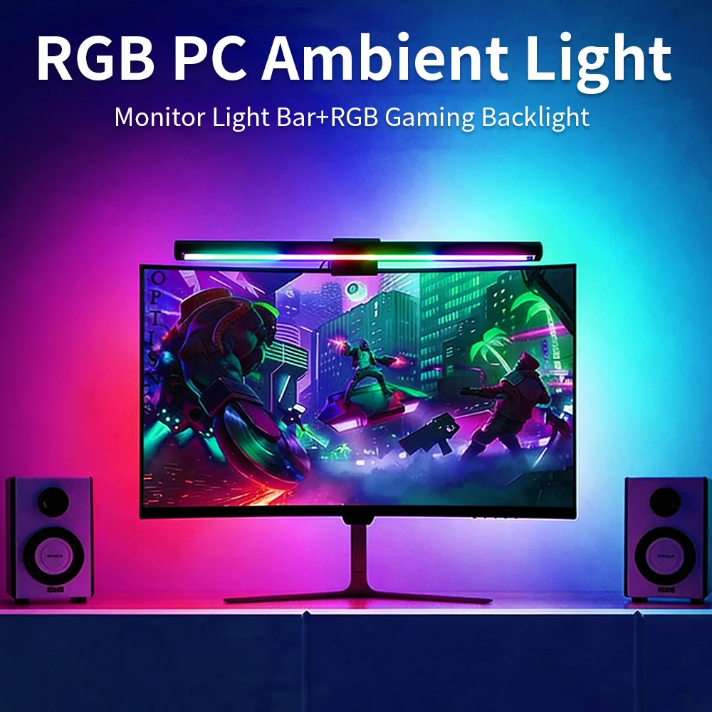

Smart RGB LED Gaming Light Strip Silicone Flexible Backlight Monitor Light Bar Eye-Care Reading Desk Lamp for Home Office Gaming