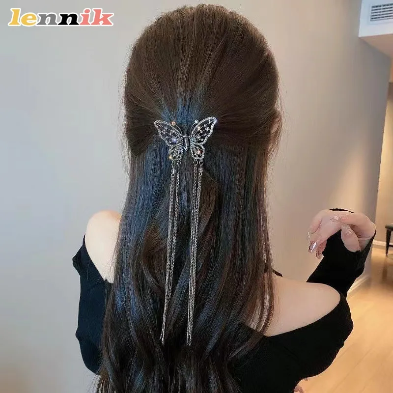 

Full Diamond Hollow Butterfly Hair Clip, Long Fringe Back Hair Claw, Half Updo Clip , Premium Women's Hair Accessory, Hair Clamp