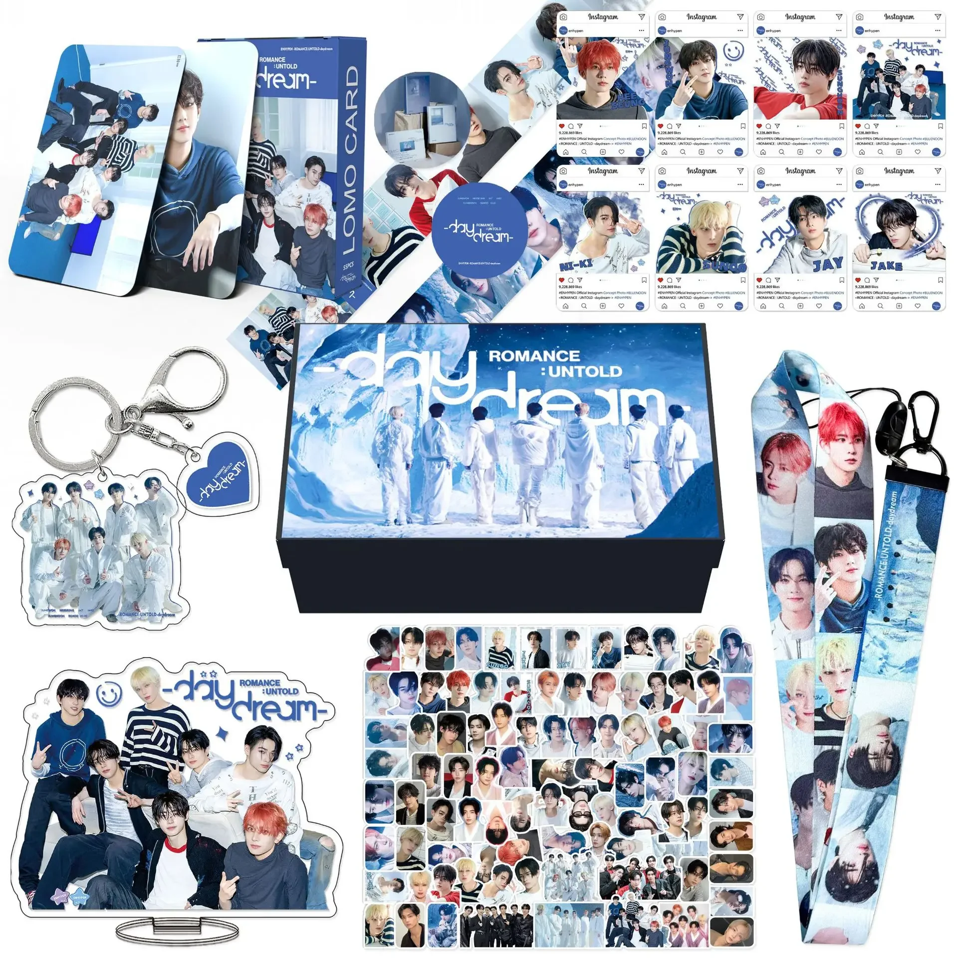 Kpop HEESEUNG VIVI JAKE JUNGWEON Gift Box Album Daydream Lomo Cards Stickers Masking Tape Acrylic Stand Combination Kits