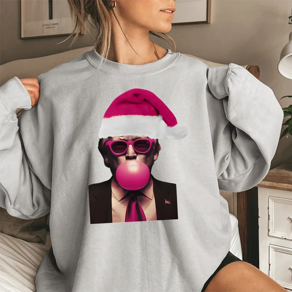 Women's Trendy Graphic Pullover Peach Colored Hooded Trump Humorous Trump Character Image Print Hooded Sweatshirt  Shirt Cusal