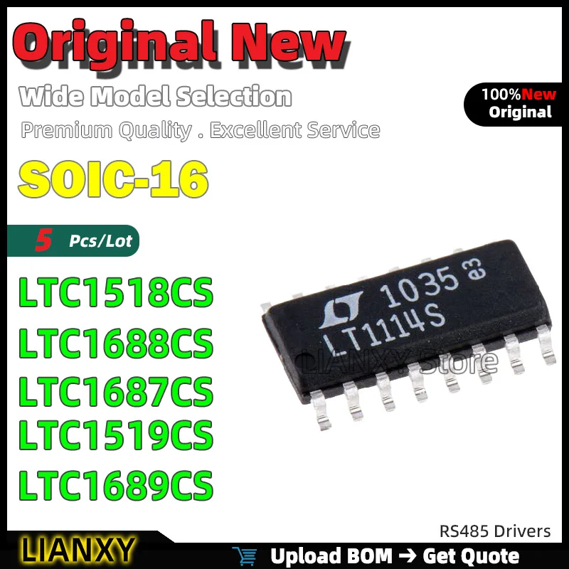 

5pcs SOIC-16 LTC1518CS LTC1688CS LTC1687CS LTC1519CS LTC1689CS RS485 Drivers New Original