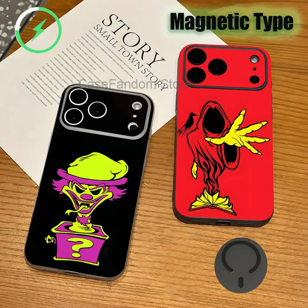 

I-Insane Clown For iPhone 17,16,15,14,13,12,11,Pro,Max,Plus Magnetic Wireless Charging Transparent gray Phone Case