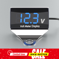 Motorcycle DC 10-150V Digital Voltmeter LED Display Water-resistant Voltage Tester Battery Moniter Gauge with Bracket