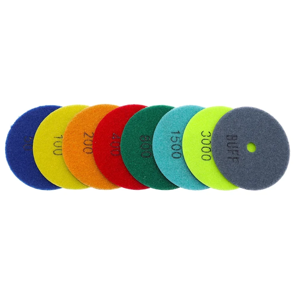 8 Pcs 4 Inch  100mm Flexible Diamond Polishing Pad Diamond Dry Polishing Pad #50-BUFF for Marble Granite Stone Tile Sanding Disc