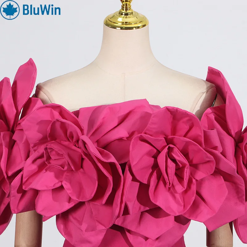 فستان BluWin 5Colors 2025 بدون حمالات - مزين بالزهور ثلاثي الأبعاد، فستان أنيق بلون موحد للنساء