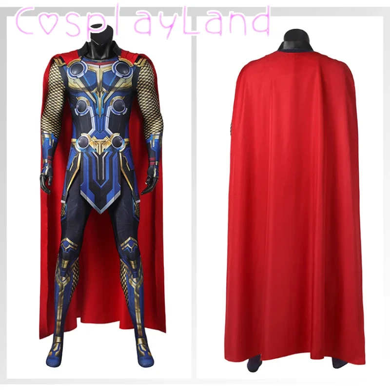 

Halloween Carnival Party 3D Printing Bodysuit Love And Thunder Cosplay Costume Odinson Outfit With Jumpsuit Cape Apron