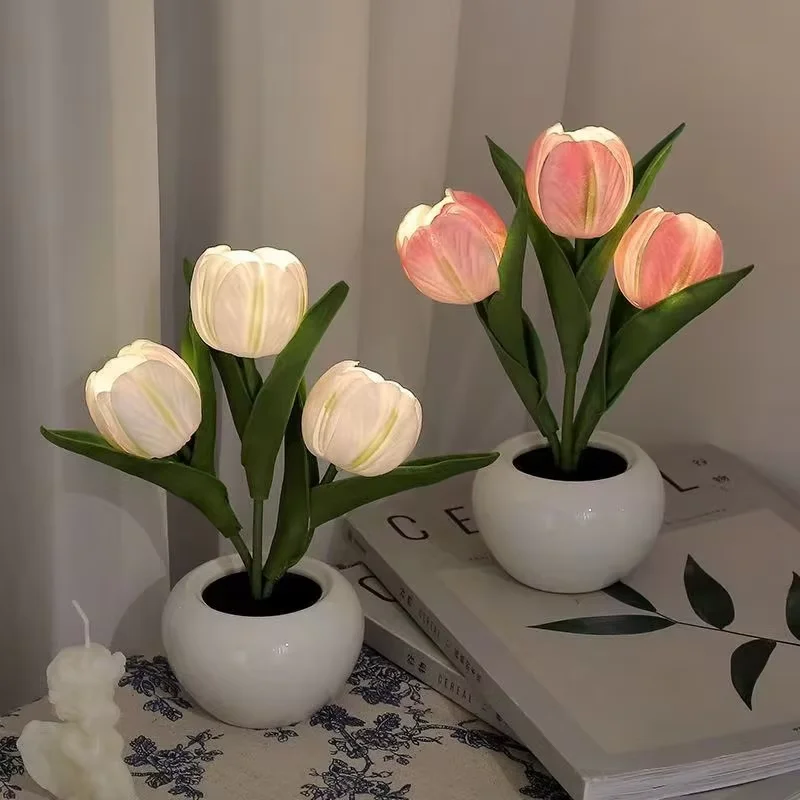 

LED Tulip Night Light - Artificial Flower Table Lamp, Romantic Bedroom Decor, Wedding Party Decoration, Gift for Kids