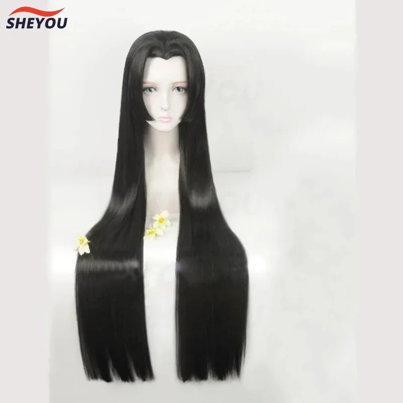 

2025 12 Hancock Cosplay Wig 95cm Boa Hankokku Styled Black Long Straight Heat Resistant Synthetic Hair Wigs + Earrings