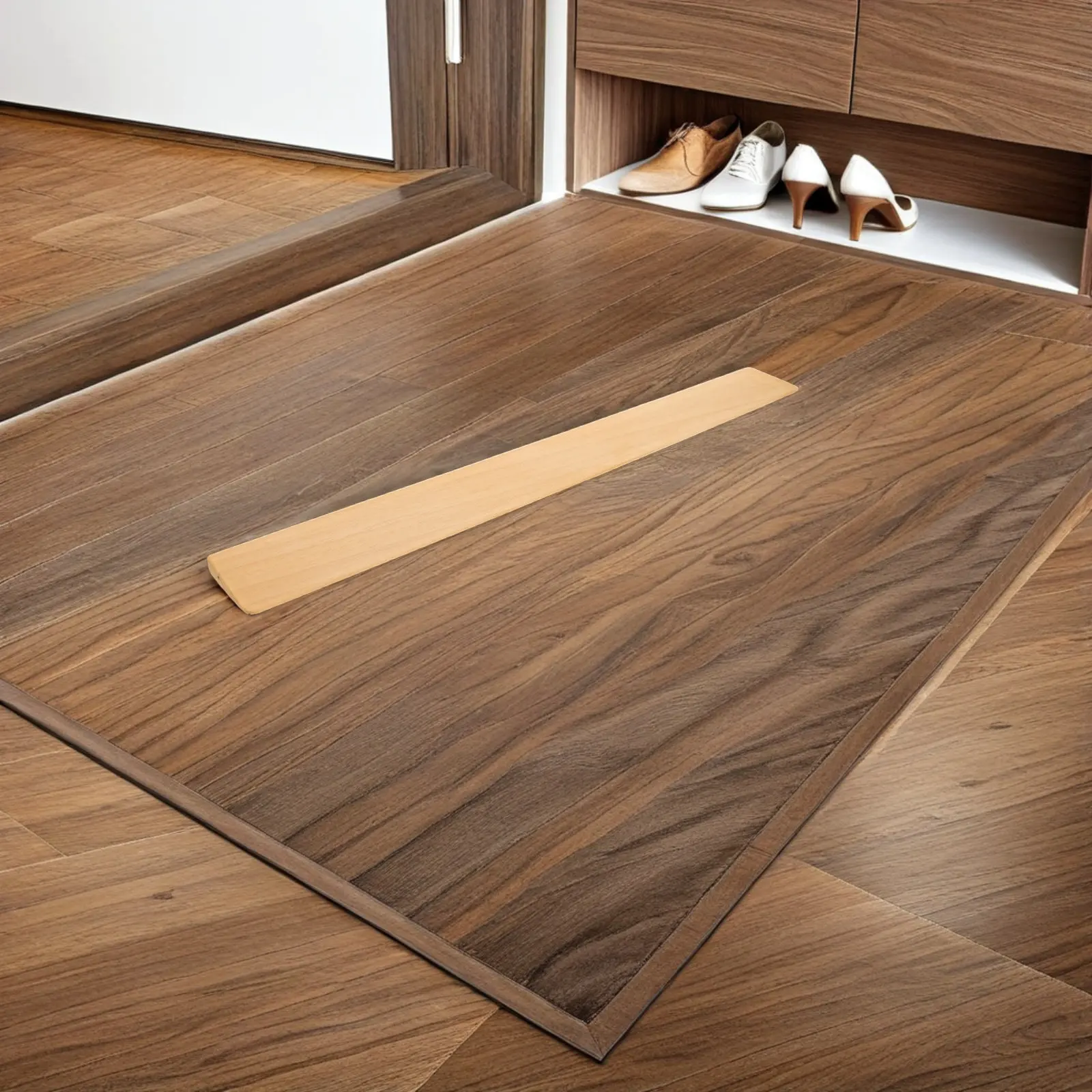 2Pcs Wooden Door Ramps Heavy Duty Wheelchair Threshold Ramp Pads Robot Vacuum Entry Ramp Smooth Transition Mobility Access