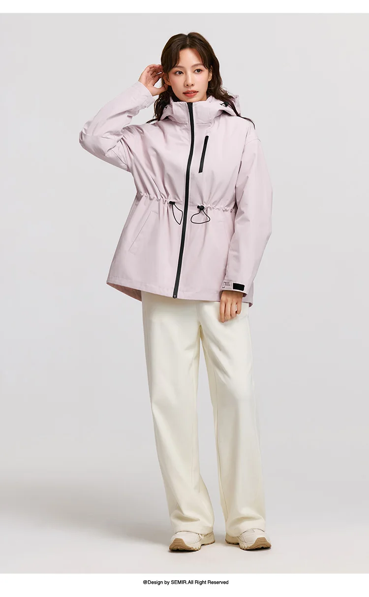 Semir Down Jacket Women 2026 New Two-Piece Three-in-One Outdoor Travel Daily Waterproof Oil-proof Stain-proof Woman Winter Coat
