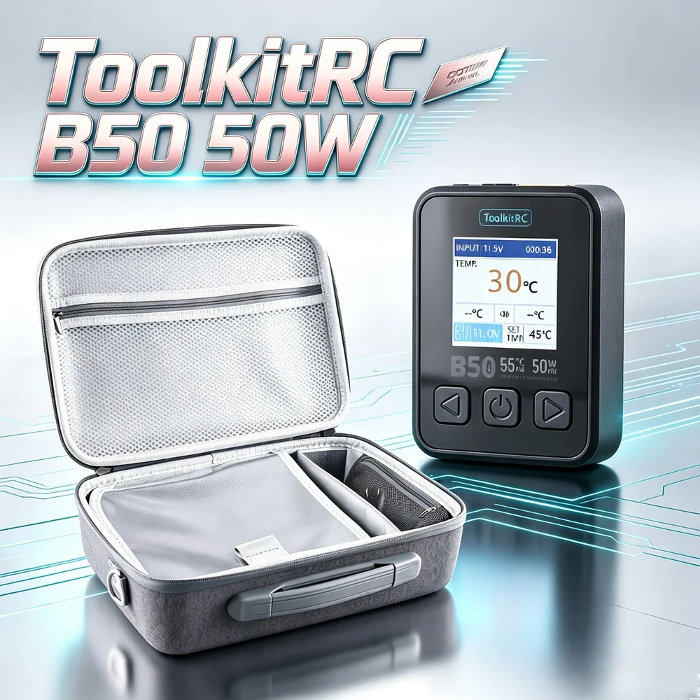 ToolkitRC B50 Battery Heating Pack 50W Quick Charger 20W Model Toy Battery Pack HD IPS Display For RC Model/Airplane/Quadcopter