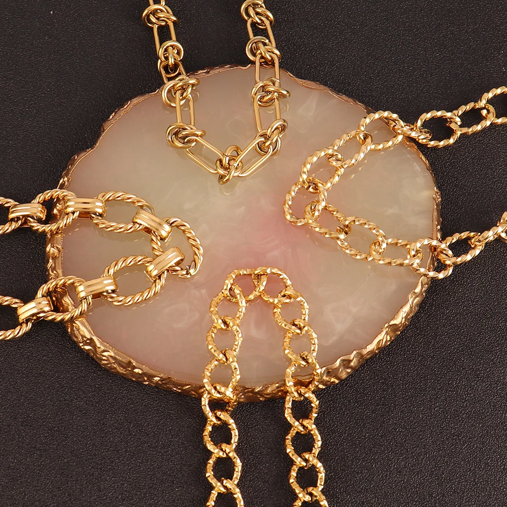 Naszyjnik ze stali nierdzewnej 316L złoty kolor gruby łańcuszek Choker naszyjniki dla kobiet naszyjnik biżuteria Boho kołnierz prezent hurtowo — zdjęcie 5