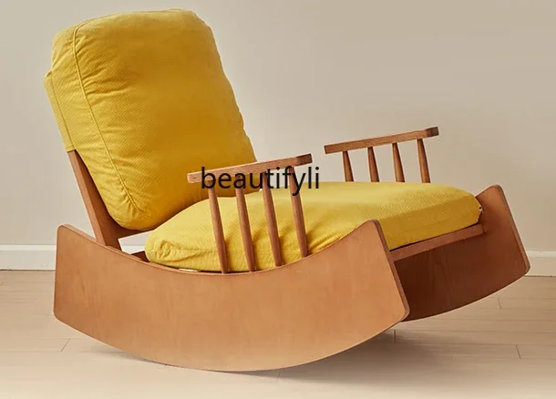 

Mid-Ancient Single Rocking Chair Living Room Home Creative Leisure Couch Nordic Retro Lazy Recliner