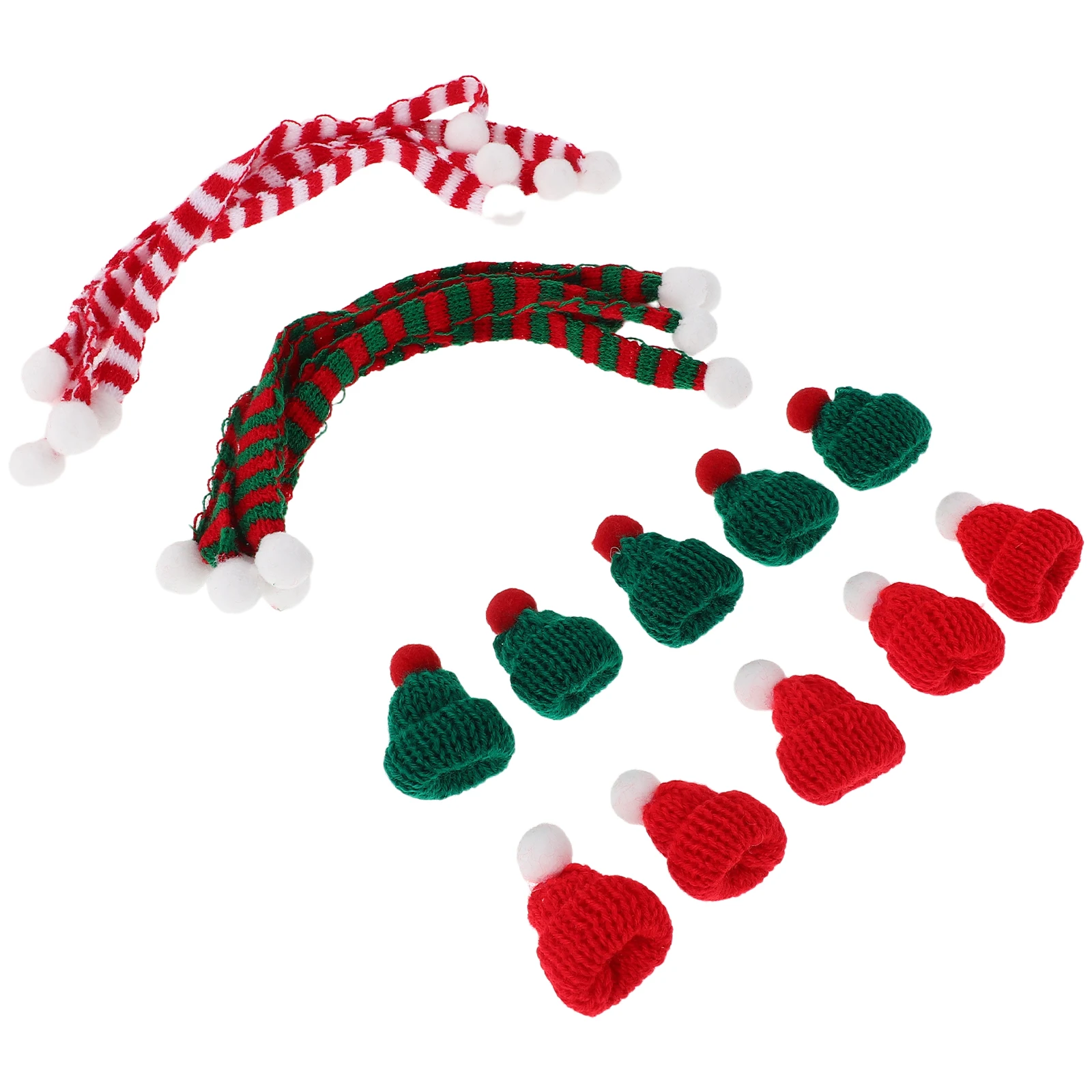 20 peças casa decoração de natal conjunto de enfeites de pirulito mini chapéus lenço de pano de papai noel