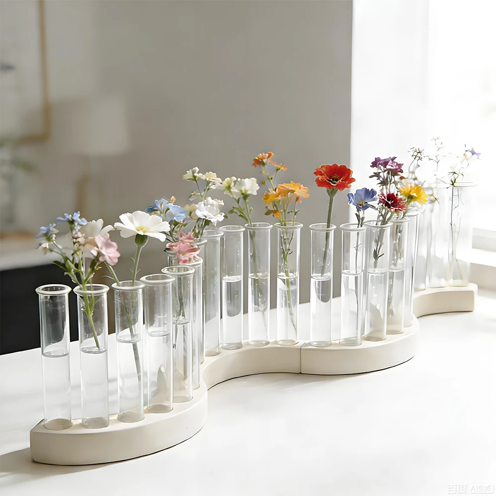 S0290 Round S Shapes Hydroponic Test Tubes Holder Silicone Mold  DIY Concrete Flowers Preservation Planters Epoxy Resin Molds