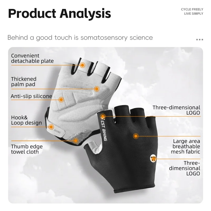

Велосипедные перчатки WEST BIKING с открытыми пальцами, противоскользящие, с силиконовыми вставками, амортизирующие, дышащие, быстросохнущие, для летних видов спорта на открытом воздухе