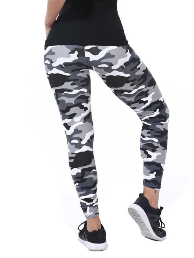 VISNXGI Push Up Leggings Women\'s Clothing Camouflage Workout Pants Printing Elasticity Fitness Casual Solid Polyester Jeggings