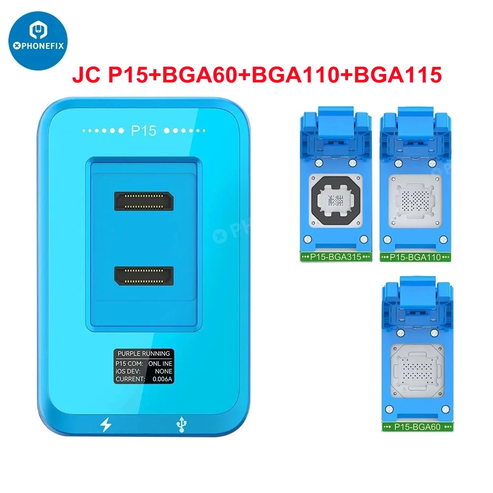 JC P15 Nand Programmer BGA315 BGA110 BGA70 BGA60 for iPhone 6-15PM IPAD Nand Flash Read write Purple screen Repair Wifi Unbind