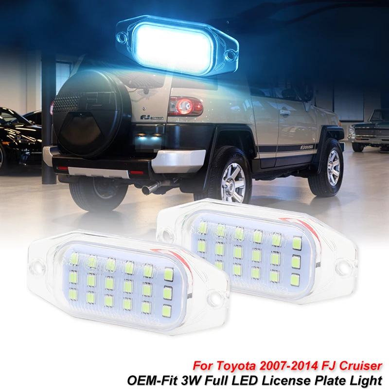 2Pcs For Toyota FJ Cruiser Land Cruiser FJ80 Celica Lexus LX450 White LED Number License Plate Light