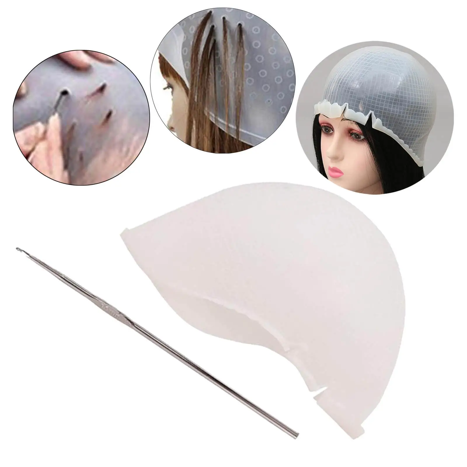 Silicone Hair Coloring Hat Highlight Hair Hat Dye Hat with Metal Hook Reusable Highlighting Hat for Tinting Hair Color Salon