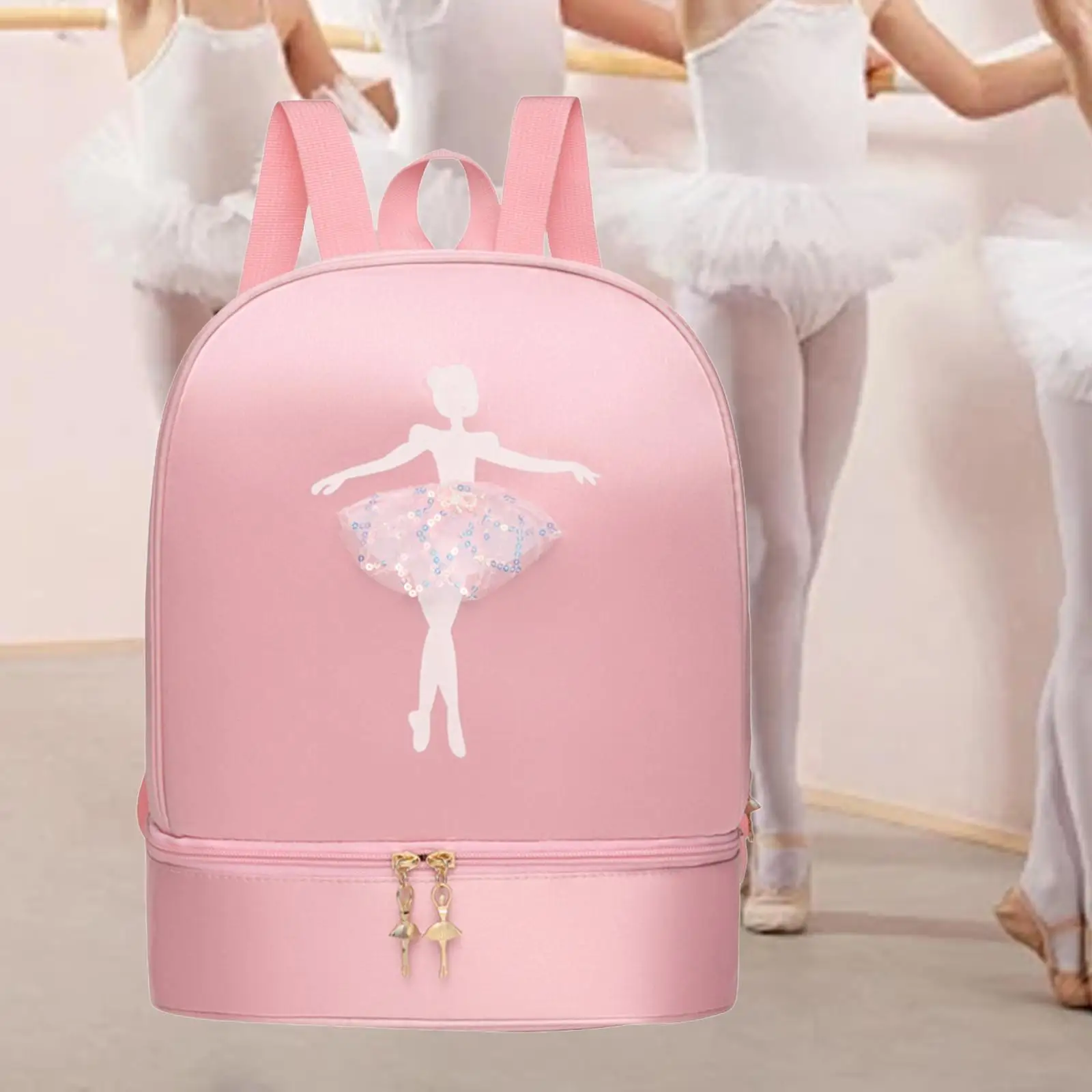 Sweet Girl Ballerina Bag with Adjustable Strap Durable Oxford Cloth Dance Backpack Shoe Pocket for Swimming Travel