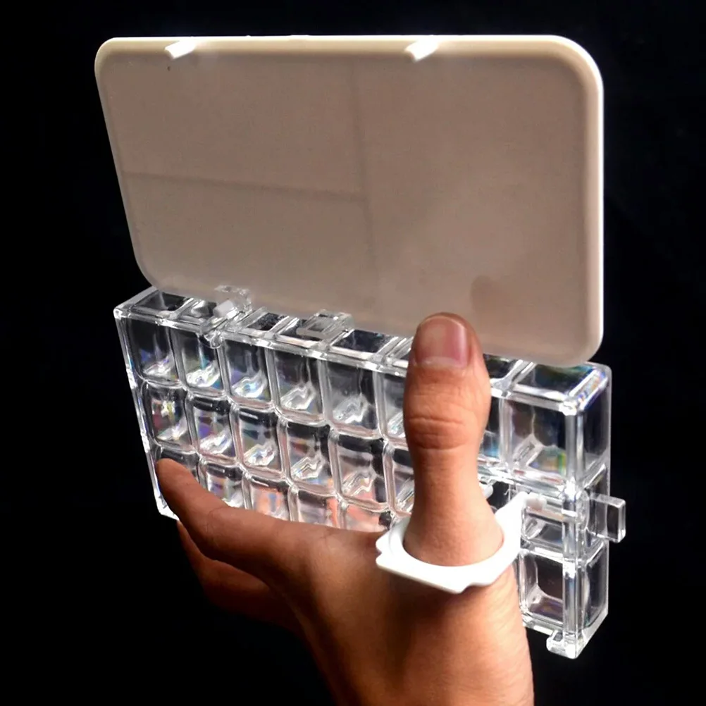 

Moisturizing Pigment Box Painting Tray 5 Brush Holes Foldable Plastic Palette Artists Students Color Mixing Durable