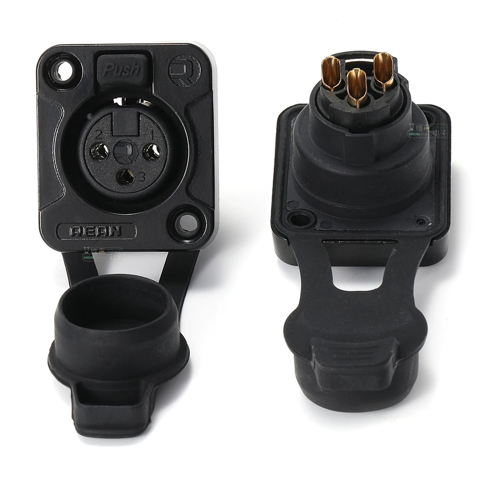 Neutrik's REAN 3 Pin XLR Socket Cable Connectors IP65 Outdoor Dust Water Proof Male / Female Gold / Tin Plated Copper Receptacle