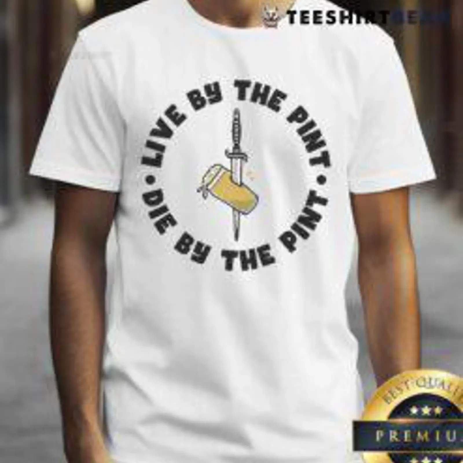 Top Live By The Pint Die Sword T Shirt featuring a bold graphic design for beer enthusiasts vintage Washed Stretched