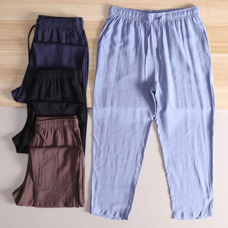 

Мужские модные универсальные ультратонкие льняные повседневные брюки U-серии, свободная длинная летняя одежда, дышащие, удобные, прямые...