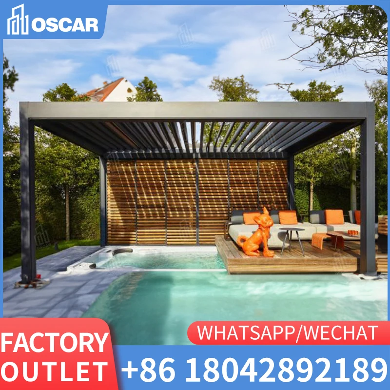 

Modern 3x4m 4x6m Louvered Canopy Waterproof Roof Hardtop Gazebo Backyard Aluminium Electric Pergola