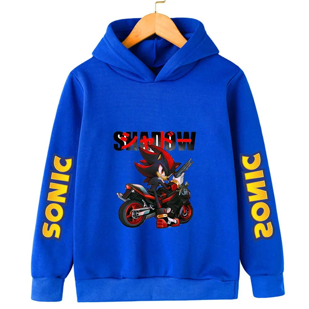 

New Cartoon Hedgehog Sonic Hoodie Tops Boys Sports Tops Girls Autumn and Winter Clothing 2D Printing Kids Blue Children's Gift